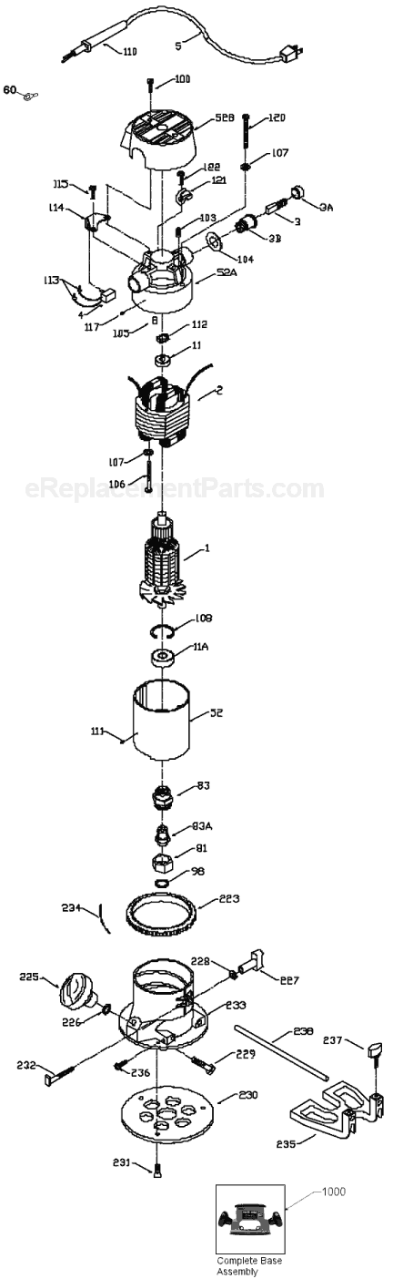 Page A Diagram and Parts List for 6302 Type 2 Porter Cable Router